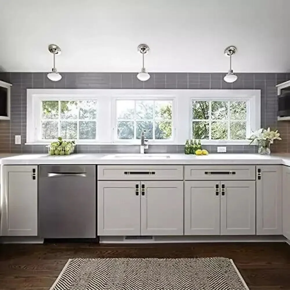 Pack Knurled Black Cabinet Pulls Kitchen 3
